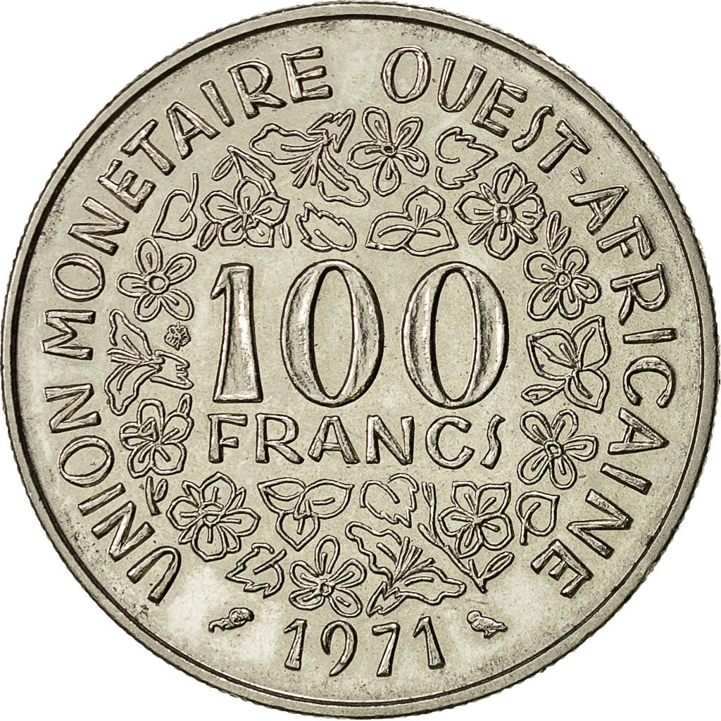 Coin, West African States, 100 Francs, 1971, AU(55-58), Nickel, KM:4