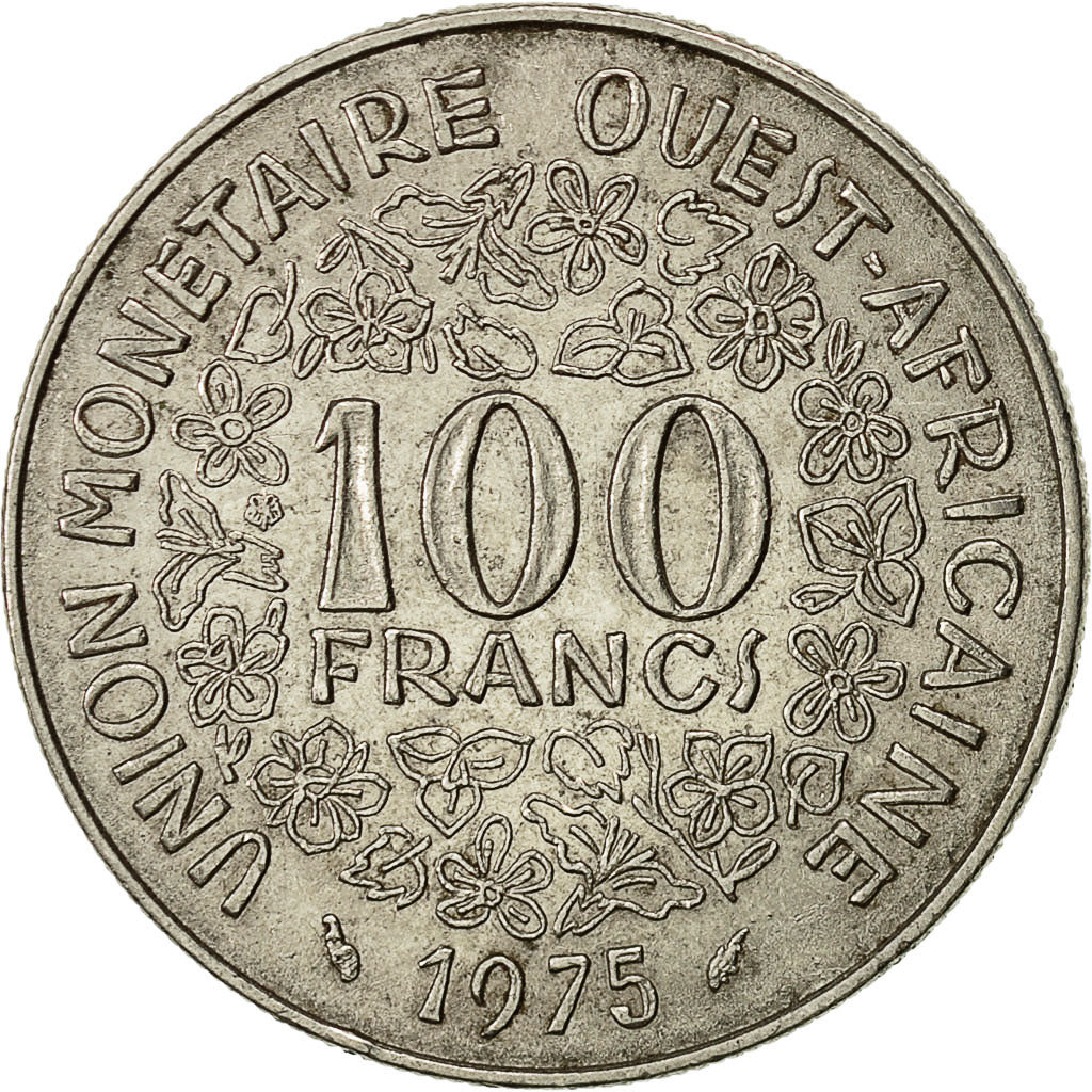 Coin, West African States, 100 Francs, 1975, EF(40-45), Nickel, KM:4