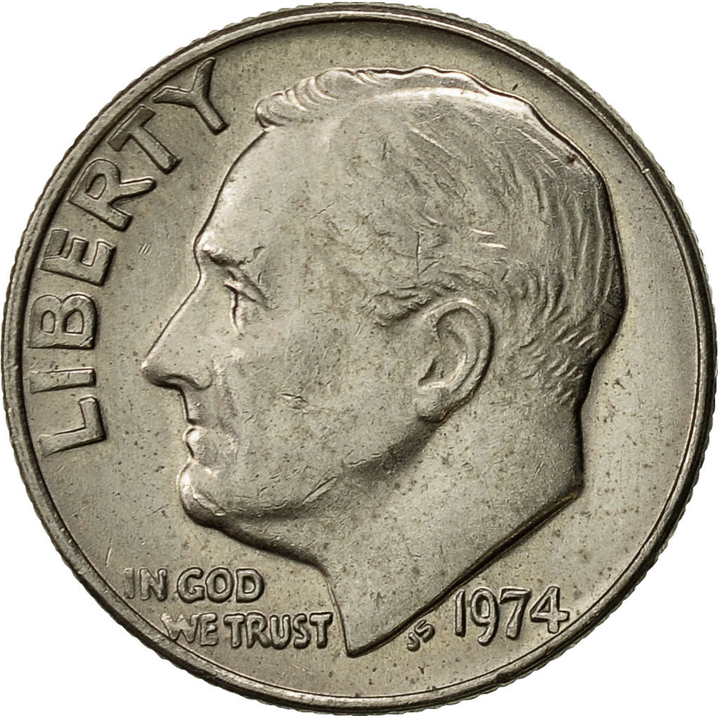 Munten, Verenigde Staten, Roosevelt Dime, Dime, 1974, U.S. Mint, Philadelphia