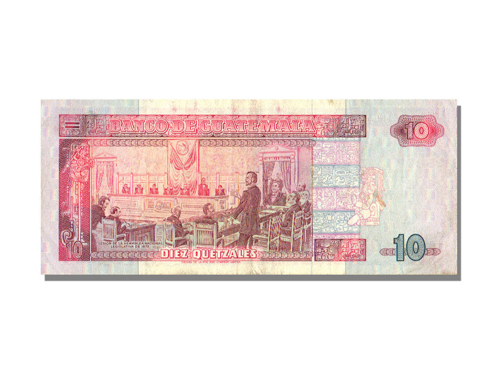 Guatemala, 10 Quetzales, 1990, KM #75b, 1990-01-03, AU(55-58), EC