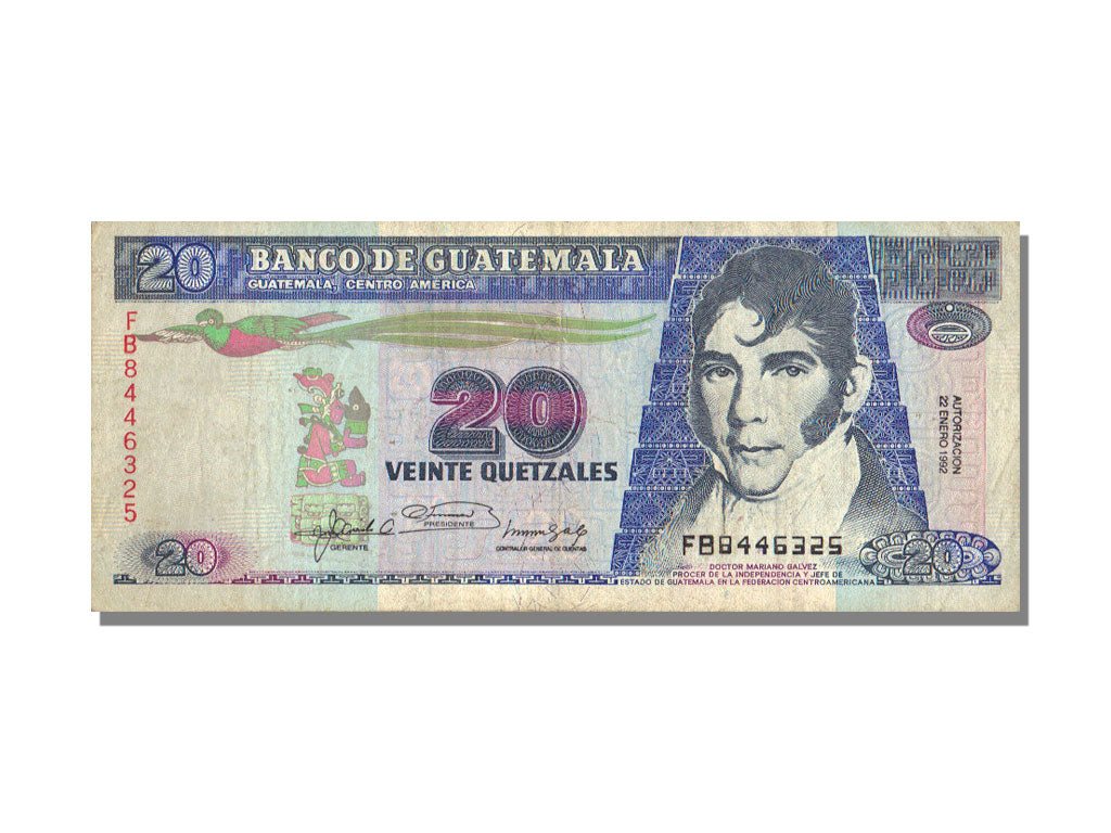 Guatemala, 20 Quetzales, 1992, 1992-01-22, AU(50-53), FB