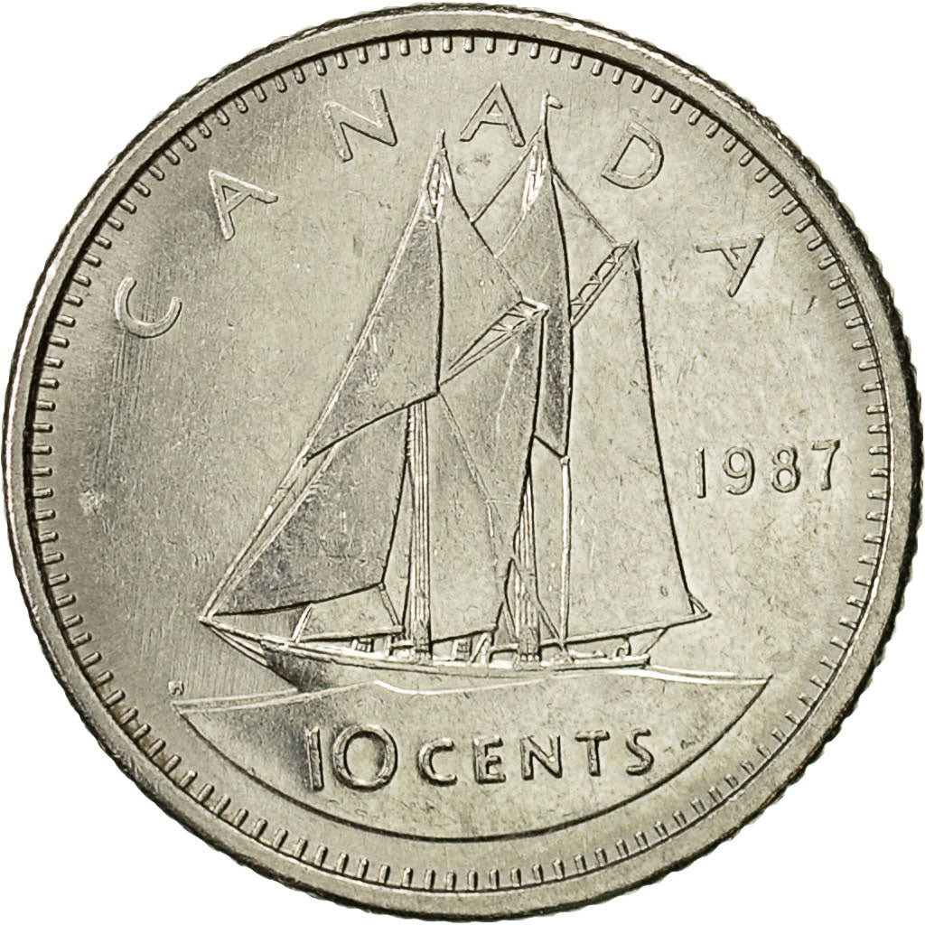 Coin, Canada, Elizabeth II, 10 Cents, 1987, Royal Canadian Mint, Ottawa