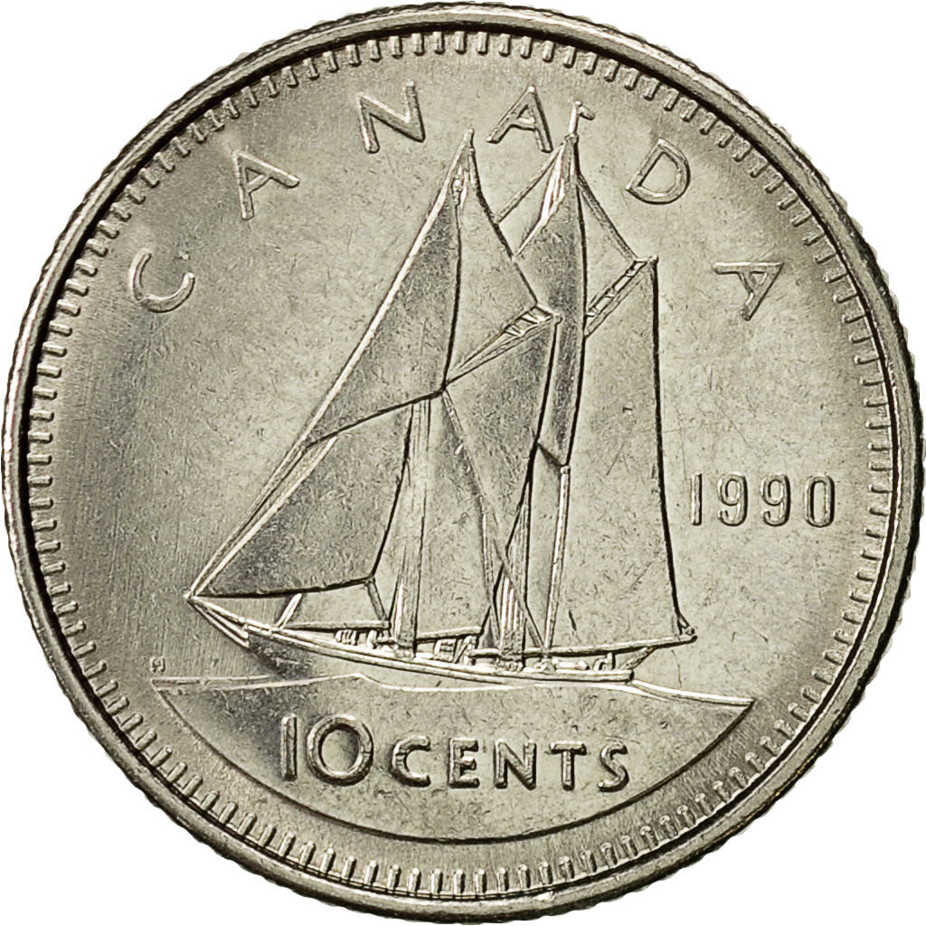 Coin, Canada, Elizabeth II, 10 Cents, 1990, Royal Canadian Mint, Ottawa