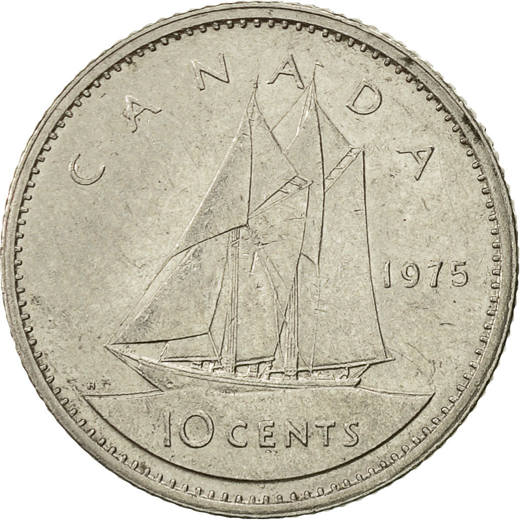 Coin, Canada, Elizabeth II, 10 Cents, 1975, Royal Canadian Mint, Ottawa