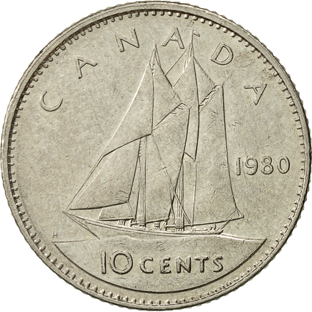 Coin, Canada, Elizabeth II, 10 Cents, 1980, Royal Canadian Mint, Ottawa
