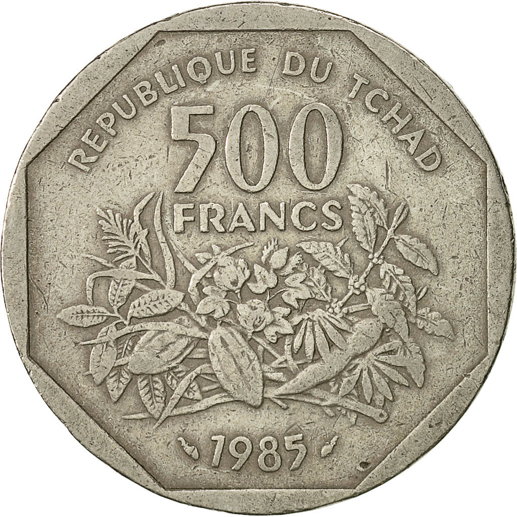 Chad, 500 Francs, 1985, Paris, EF(40-45), Copper-nickel, KM:13