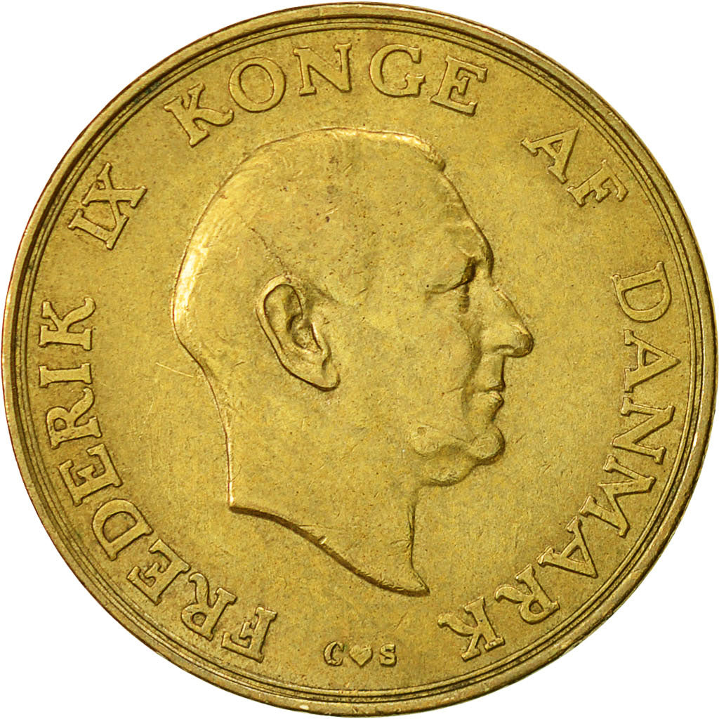 Coin, Denmark, Frederik IX, Krone, 1957, Copenhagen, EF(40-45), Aluminum-Bronze