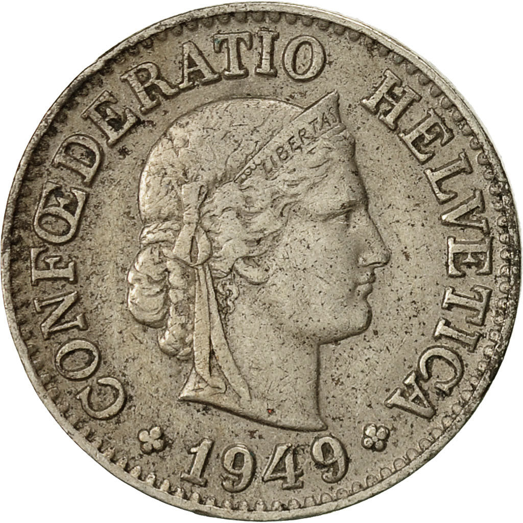 Coin, Switzerland, 10 Rappen, 1949, Bern, EF(40-45), Copper-nickel, KM:27