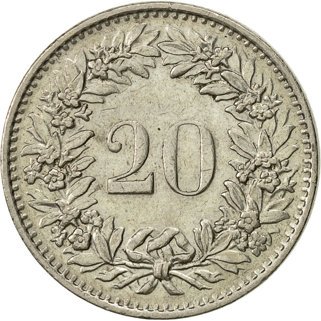 Coin, Switzerland, 20 Rappen, 1970, Bern, EF(40-45), Copper-nickel, KM:29a