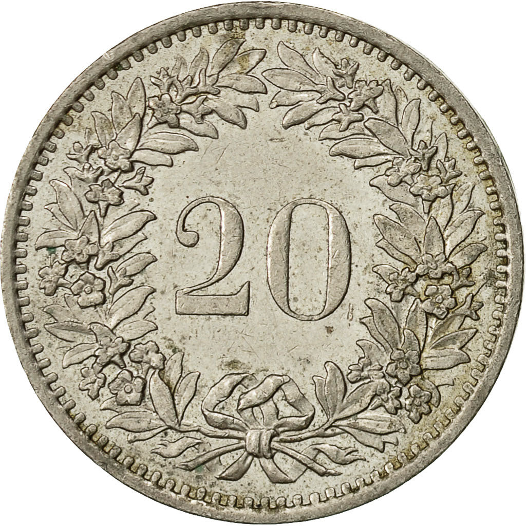 Coin, Switzerland, 20 Rappen, 1975, Bern, EF(40-45), Copper-nickel, KM:29a