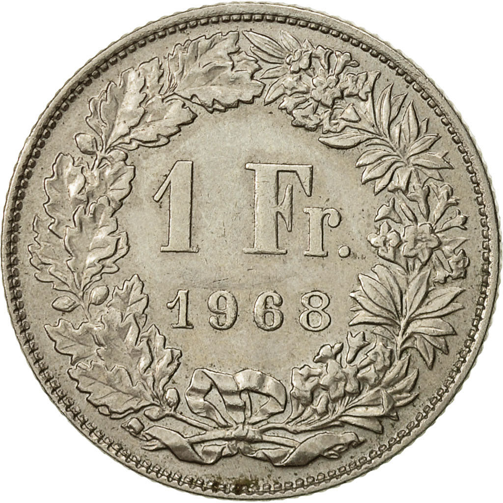 Switzerland, Franc, 1968, AU(50-53), Silver, KM:24