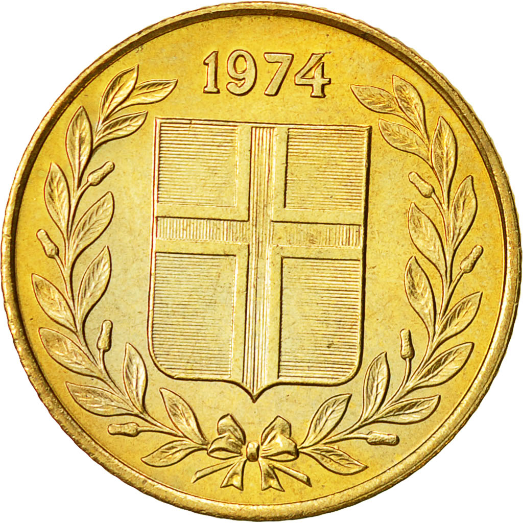 Coin, Iceland, 50 Aurar, 1974, AU(55-58), Nickel-brass, KM:17
