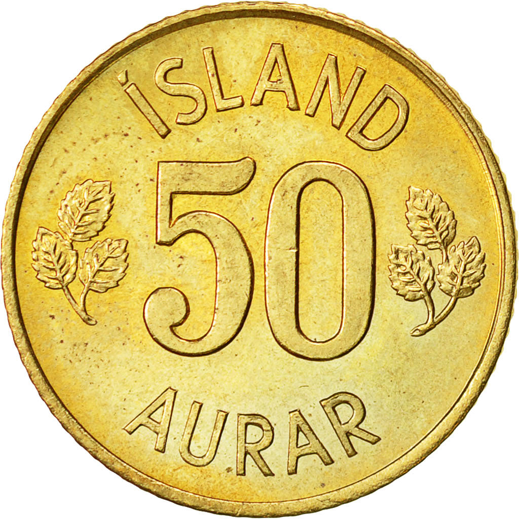 Coin, Iceland, 50 Aurar, 1974, AU(55-58), Nickel-brass, KM:17
