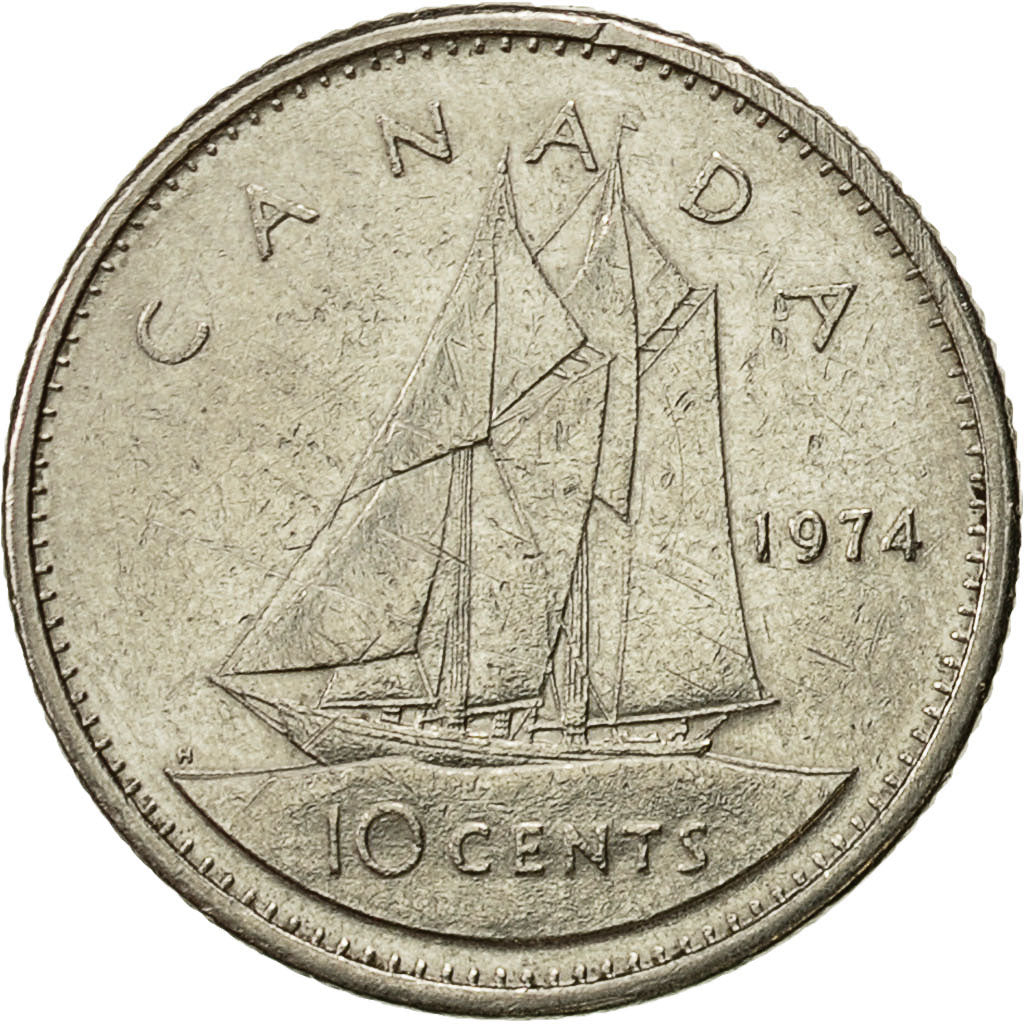 Coin, Canada, Elizabeth II, 10 Cents, 1974, Royal Canadian Mint, Ottawa