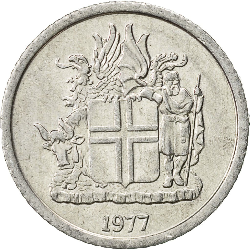 Coin, Iceland, Krona, 1977, AU(55-58), Aluminum, KM:23