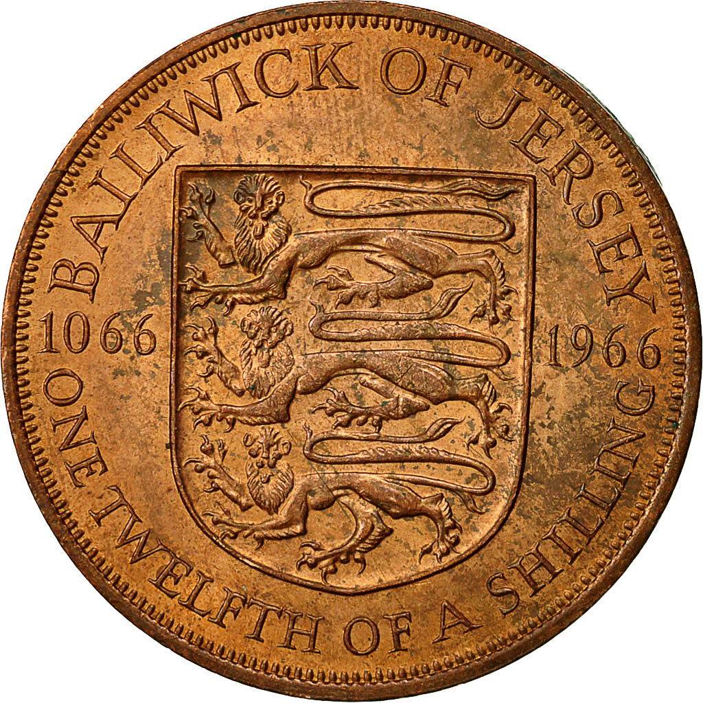 Coin, Jersey, Elizabeth II, 1/12 Shilling, UNDATED 1966, EF(40-45), Bronze