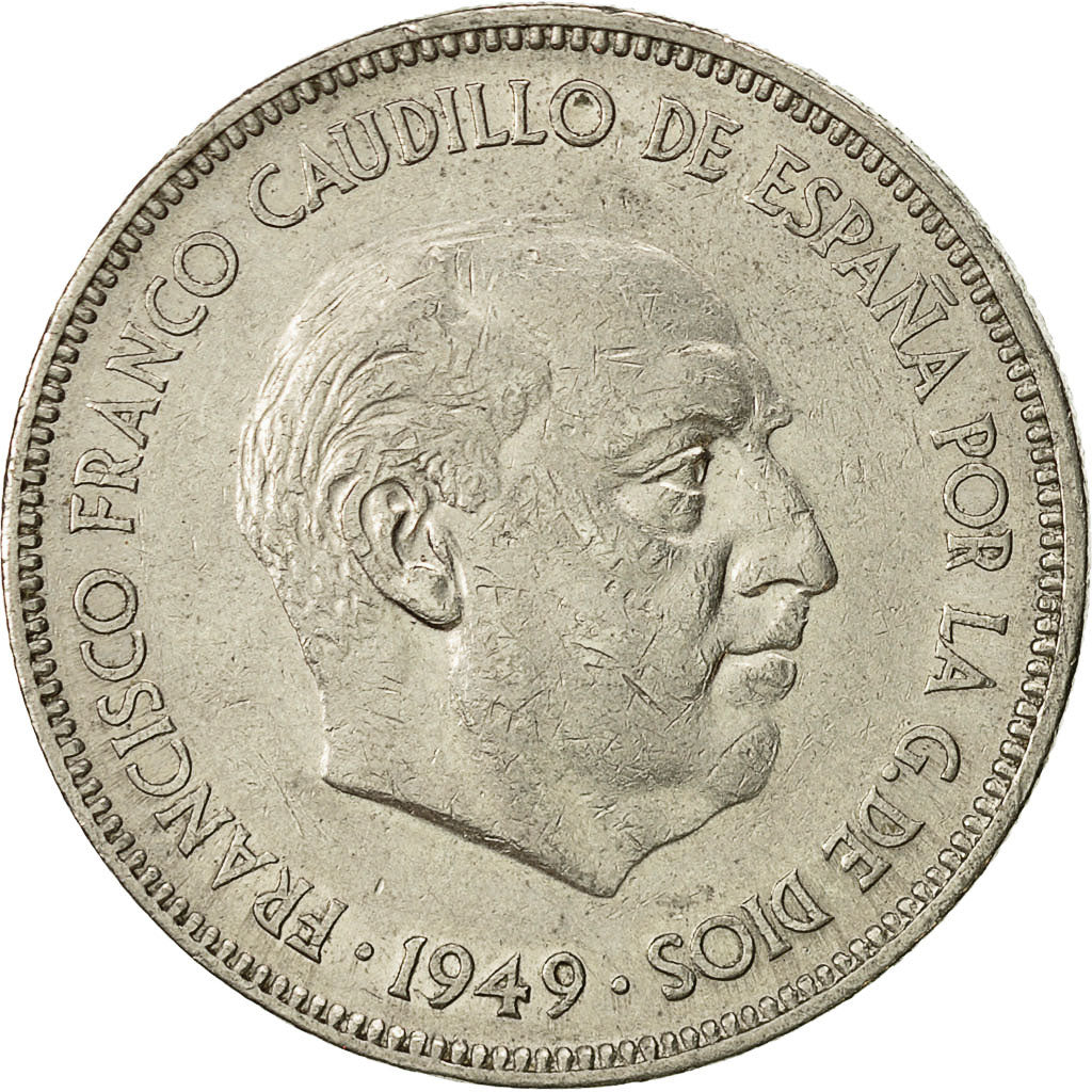 Münze, Spanien, Caudillo and regent, 5 Pesetas, 1949, SS, Nickel, KM:778