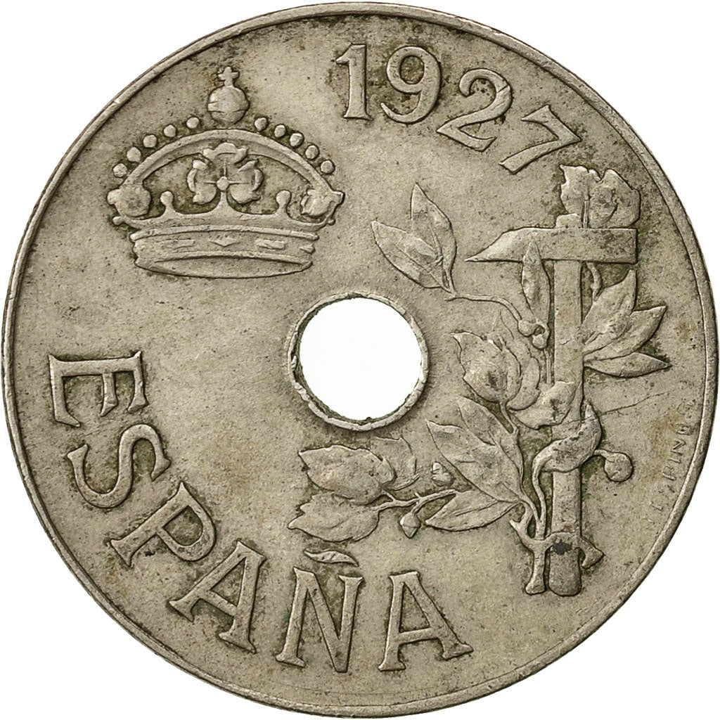 Monnaie, Espagne, Alfonso XIII, 25 Centimos, 1927, TTB, Copper-nickel, KM:742