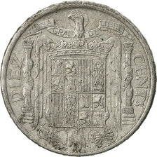 Coin, Spain, 10 Centimos, 1945, EF(40-45), Aluminum, KM:766