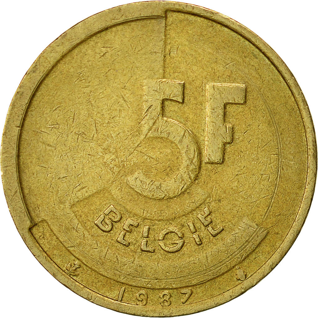 Coin, Belgium, 5 Francs, 5 Frank, 1987, EF(40-45), Brass Or Aluminum-Bronze