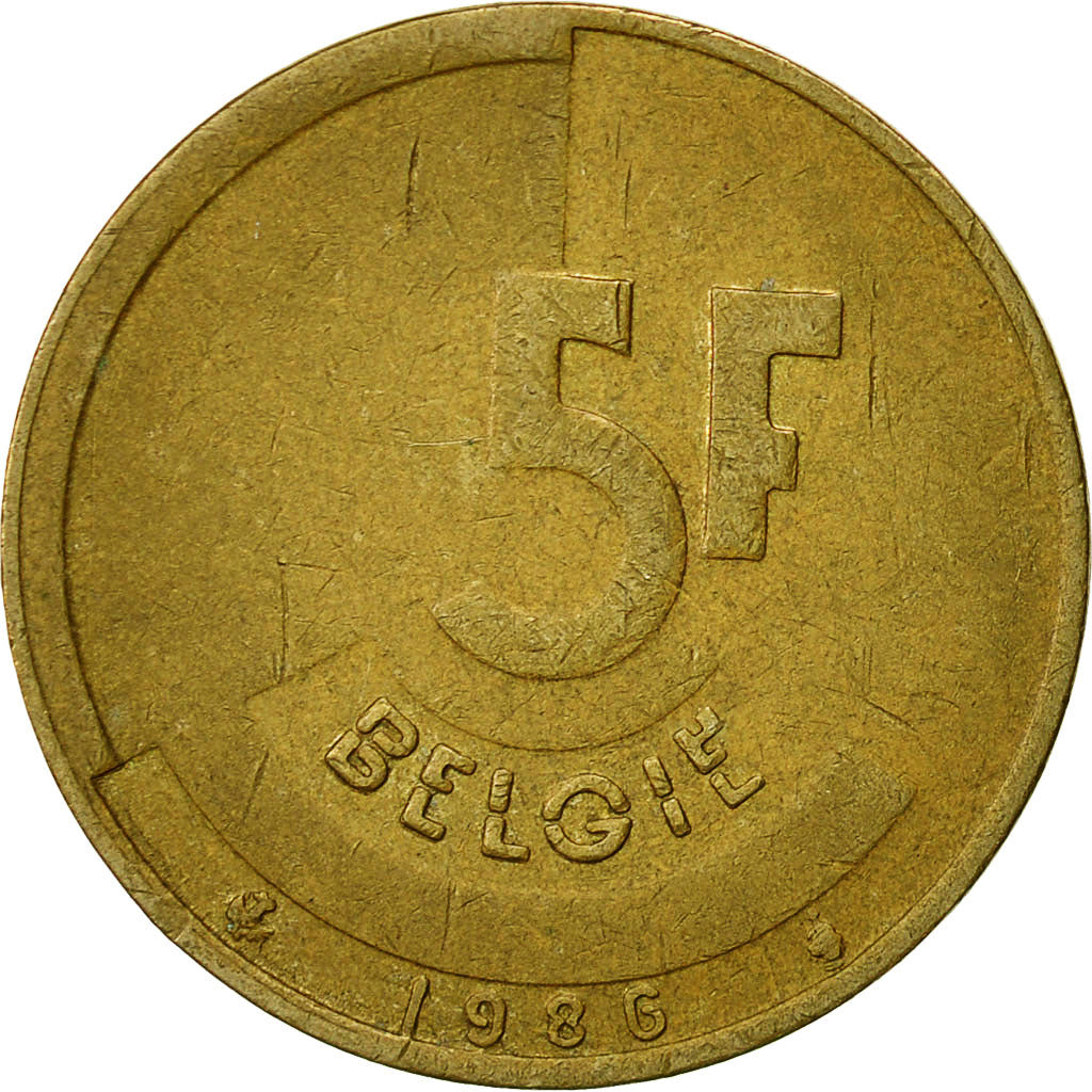 Monnaie, Belgique, 5 Francs, 5 Frank, 1986, TB+, Brass Or Aluminum-Bronze