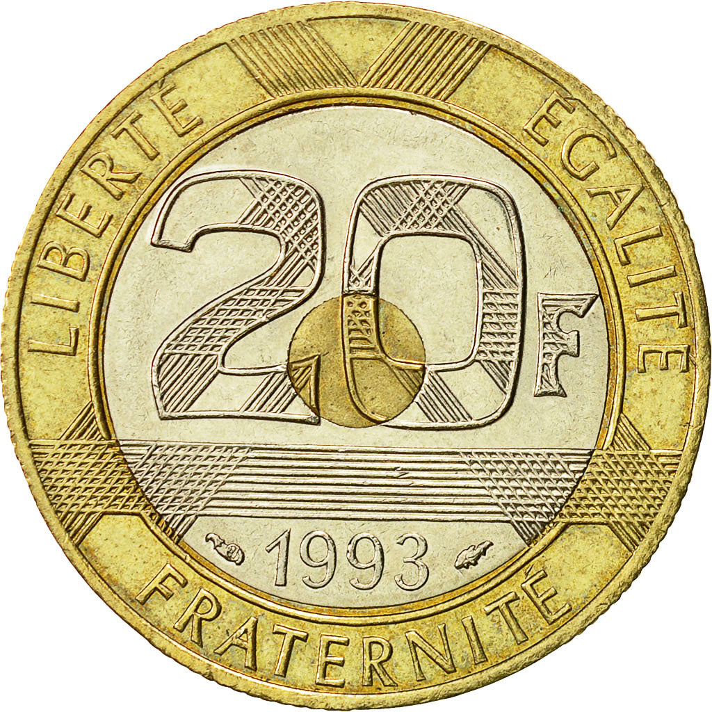 Coin, France, Mont Saint Michel, 20 Francs, 1993, Paris, EF(40-45)