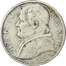ITALIAN STATES, PAPAL STATES, Pius IX, 2 Lire, 1869, VF(30-35), Silver