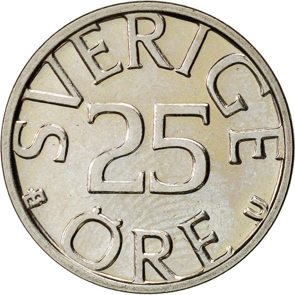 Coin, Sweden, Carl XVI Gustaf, 25 Öre, 1982, AU(55-58), Copper-nickel, KM:851