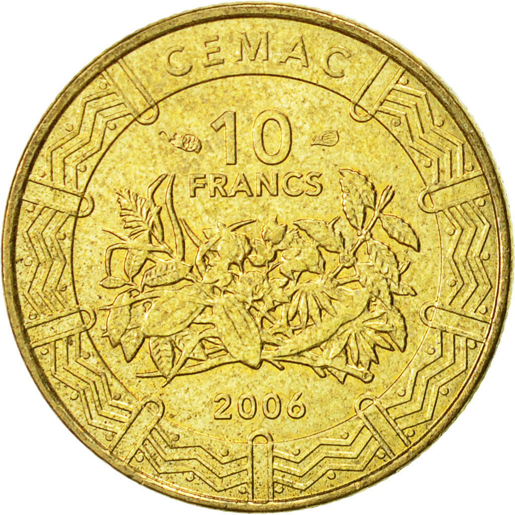 Moneta, Stati dell’Africa centrale, 10 Francs, 2006, Paris, BB+, Ottone, KM:19