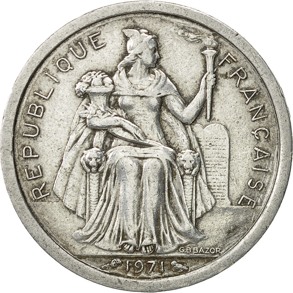 New Caledonia, Franc, 1971, Paris, AU(50-53), Aluminum, KM:8