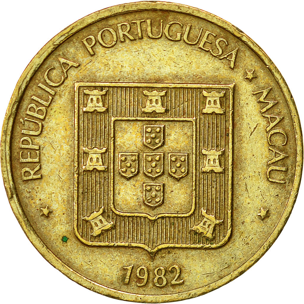 Coin, Macau, 50 Avos, 1982, EF(40-45), Brass, KM:22