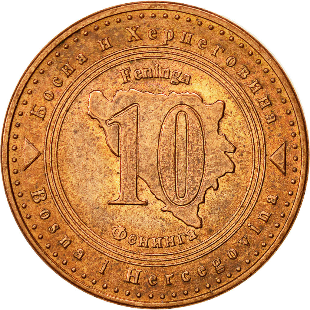 BOSNIA-HERZEGOVINA, 10 Feninga, 2008, EF(40-45), Copper Plated Steel, KM:115