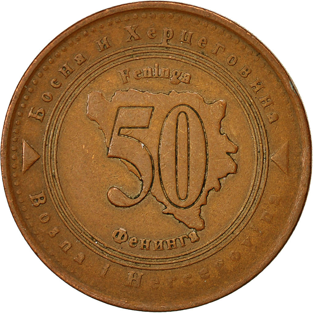 Coin, BOSNIA-HERZEGOVINA, 50 Feninga, 1998, EF(40-45), Copper Plated Steel