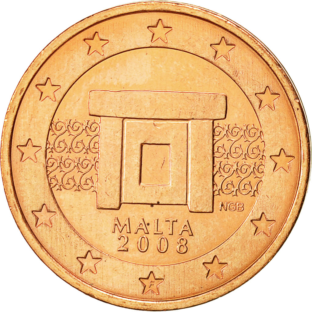 Coin, Malta, 2 Euro Cent, 2008, Paris, AU(55-58), Copper Plated Steel, KM:126