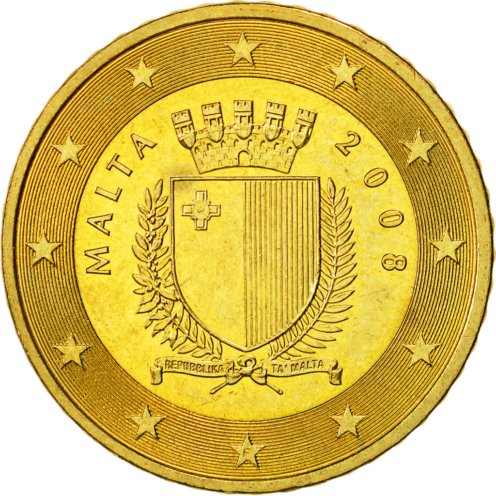 Moneta, Malta, 50 Euro Cent, 2008, Paris, SPL-, Ottone, KM:130