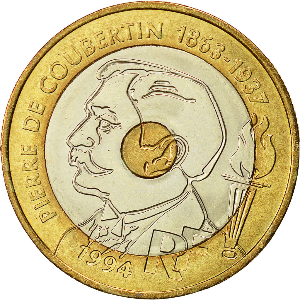 Moneta, Francia, Pierre de Coubertin, 20 Francs, 1994, Paris, SPL-