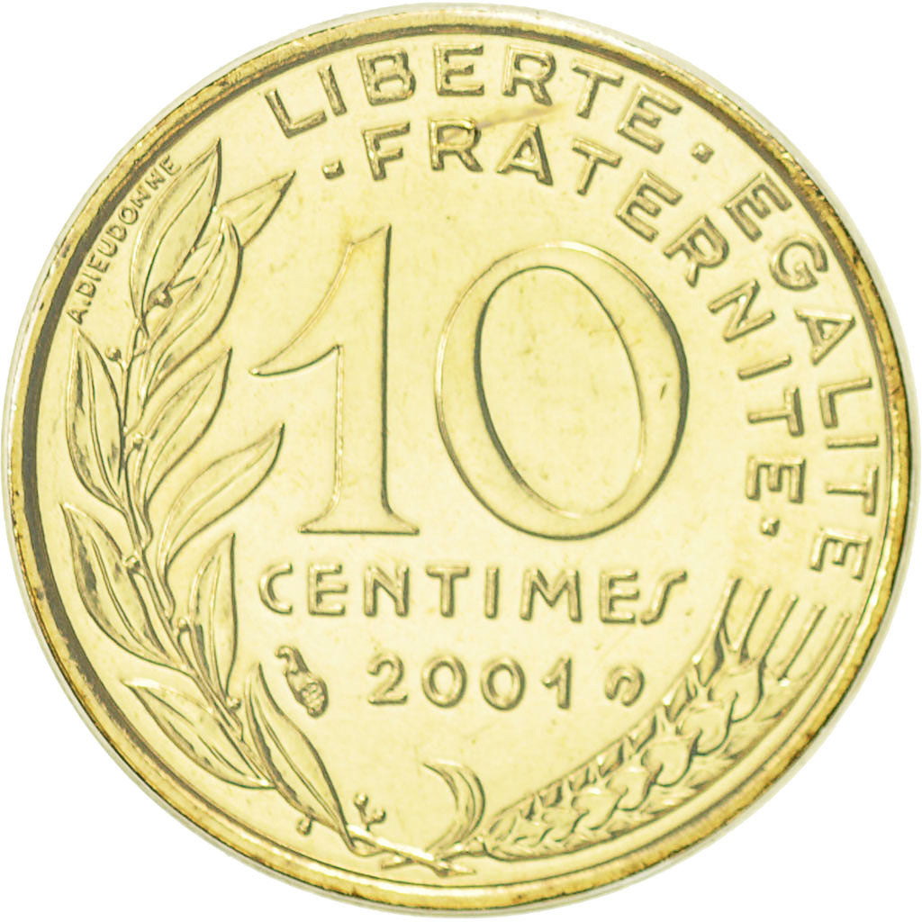 Coin, France, Marianne, 10 Centimes, 2001, Paris, MS(65-70), Aluminum-Bronze