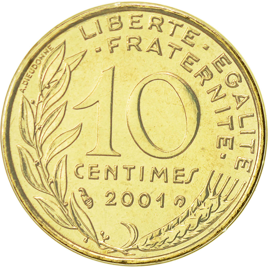 Coin, France, Marianne, 10 Centimes, 2001, Paris, MS(65-70), Aluminum-Bronze