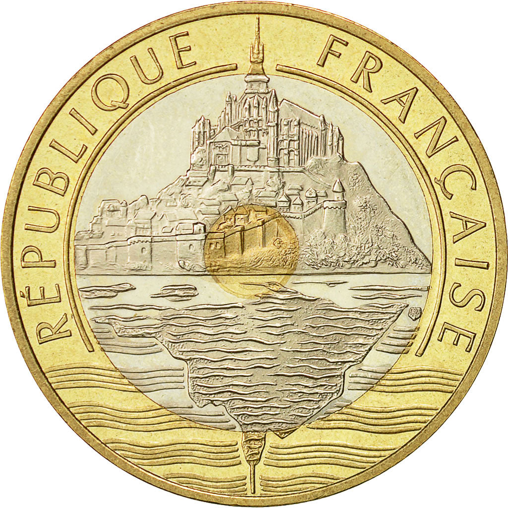 France, Mont Saint Michel, 20 Francs, 2000, Paris, MS(65-70), Tri-Metallic
