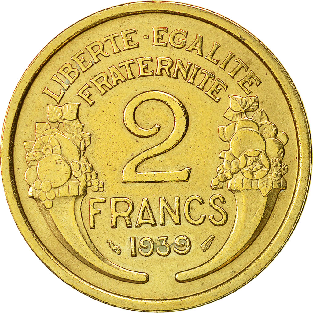 Coin, France, Morlon, 2 Francs, 1939, Paris, AU(50-53), Aluminum-Bronze, KM:886
