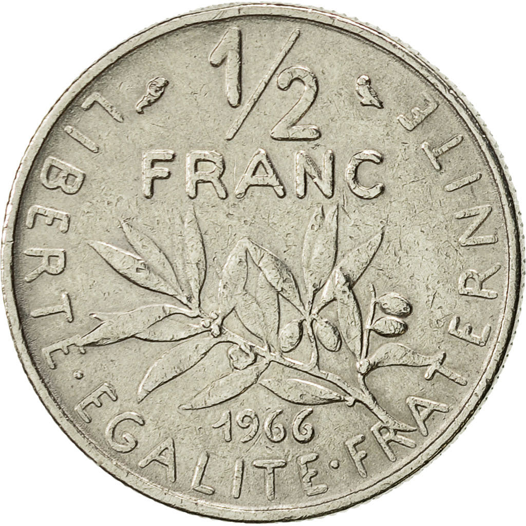 Moneta, Francia, Semeuse, 1/2 Franc, 1966, Paris, BB+, Nichel, KM:931.1