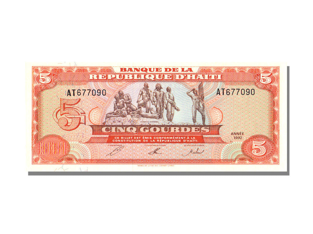 Banknote, Haiti, 5 Gourdes, 1992, KM:261a, UNC(65-70)