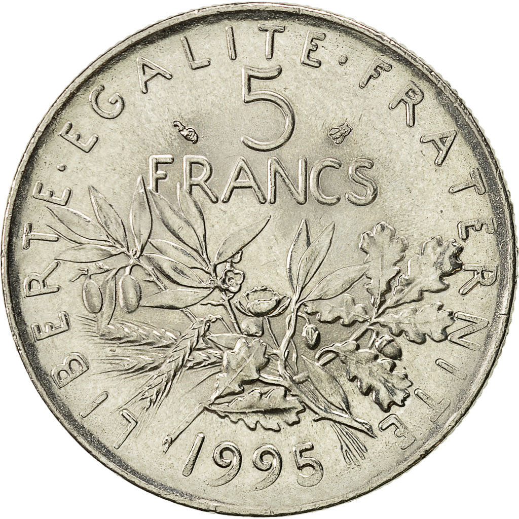 Coin, France, Semeuse, 5 Francs, 1995, Paris, AU(50-53), Nickel Clad