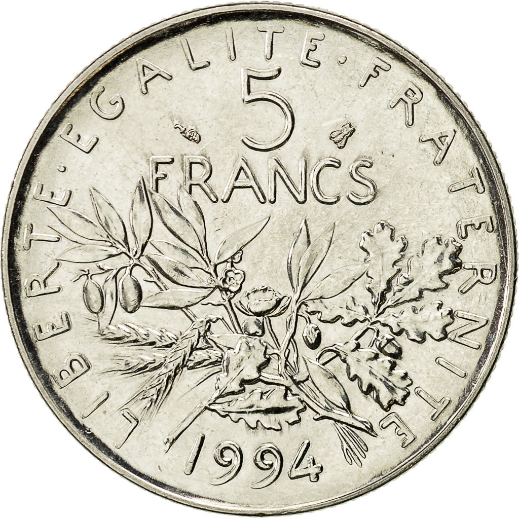Coin, France, Semeuse, 5 Francs, 1994, Paris, AU(55-58), Nickel Clad