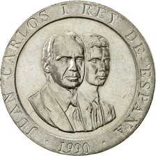 Coin, Spain, Juan Carlos I, 200 Pesetas, 1990, AU(50-53), Copper-nickel, KM:855