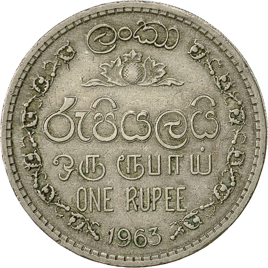 Moneta, Ceylon, Elizabeth II, Rupee, 1963, BB, Rame-nichel, KM:133