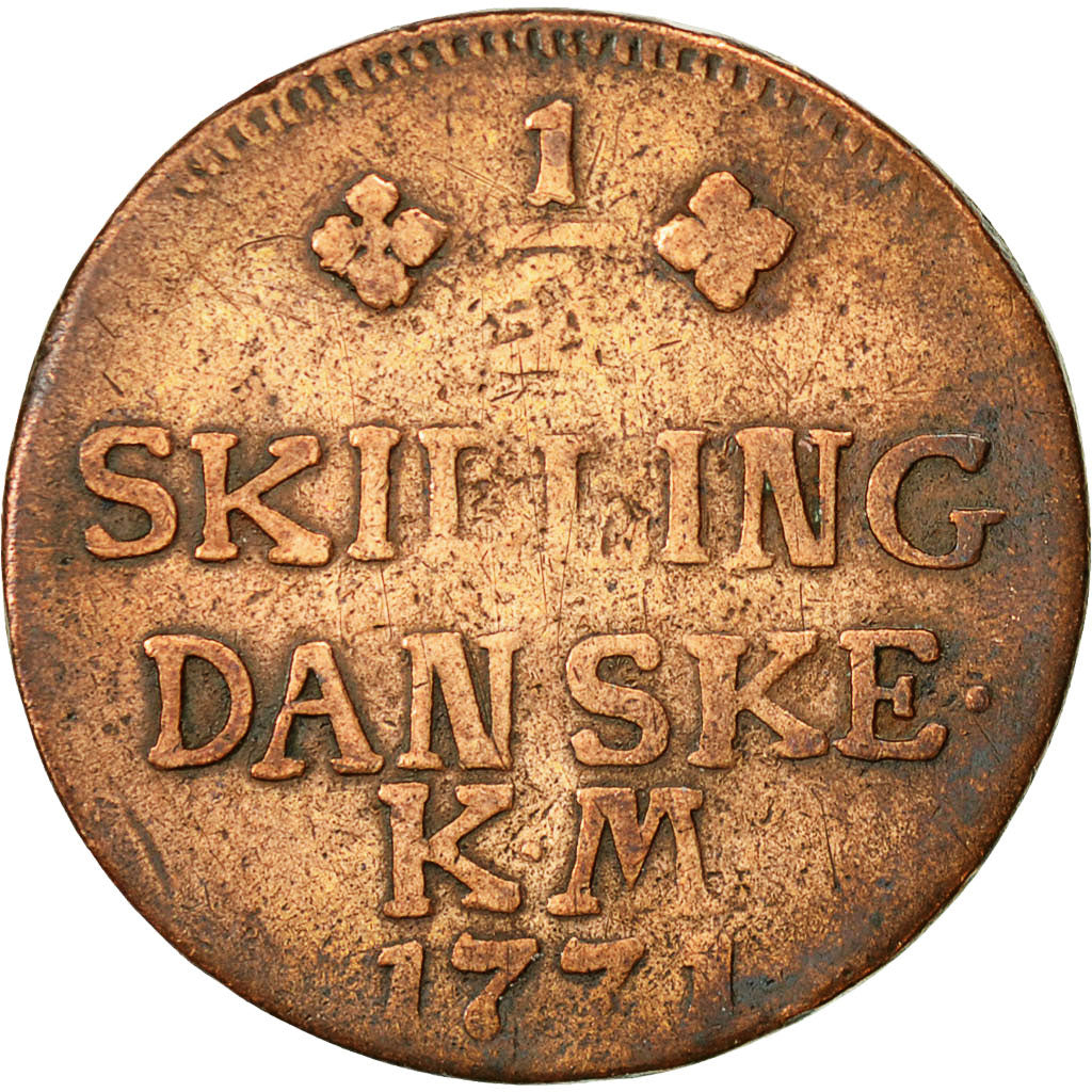 Moneta, Danimarca, Christian VII, 1/2 Skilling, 1771, Altona, MB+, Rame