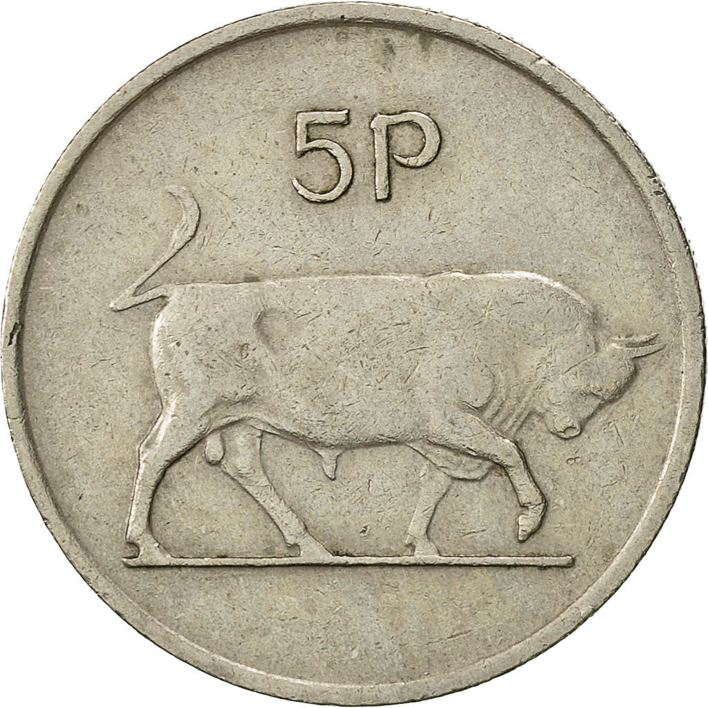 Moneda, REPÚBLICA DE IRLANDA, 5 Pence, 1975, MBC, Cobre - níquel, KM:22