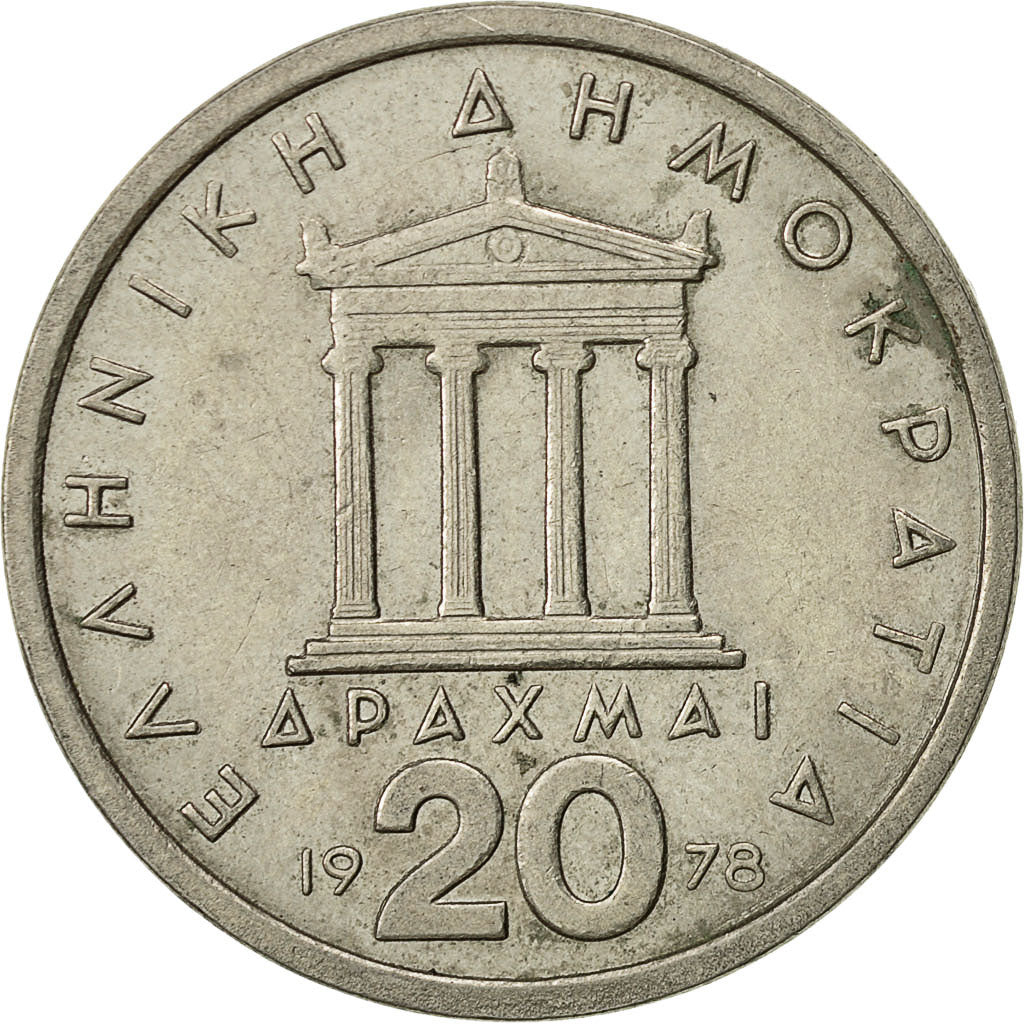 Münze, Griechenland, 20 Drachmai, 1978, S+, Copper-nickel, KM:120