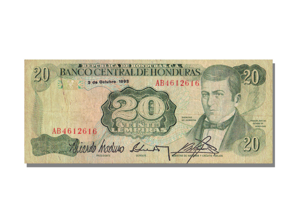 Honduras, 20 Lempiras, 1992, 1992-10-02, EF(40-45)